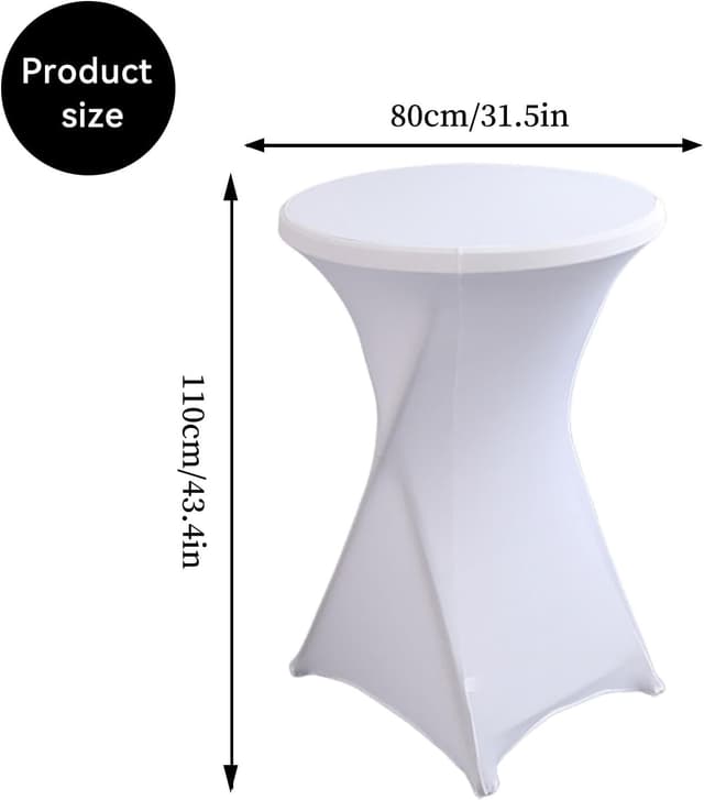 Detalle 2 de Stretch Stehtisch Husse 3er Set Weiß