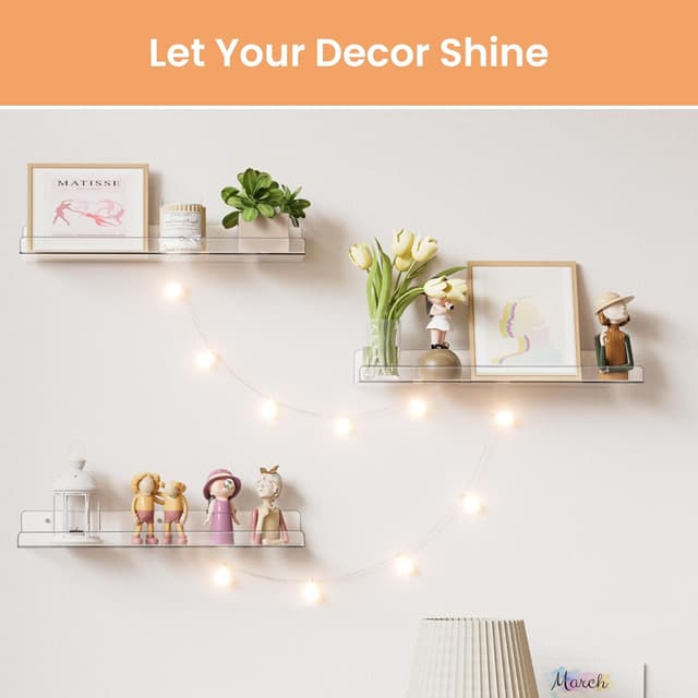 Thumbnail 5 de Upsimples 15" Acrylic Floating Shelves ⚙