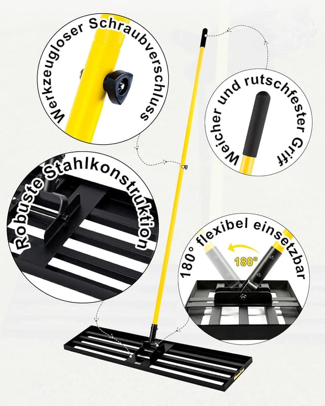 Thumbnail 4 de BlumeTrec Rasen-Nivellierungsrechen (2,13 m) – 76 x 25 cm, Stahlgriff, verstellbar für Hof, Garten & Golfplatz