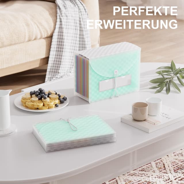 Detalle de ThinkTex ThinkTex 26 Fächer Dokumentenmappe A4 (Regenbogen, erweiterbar) – grün