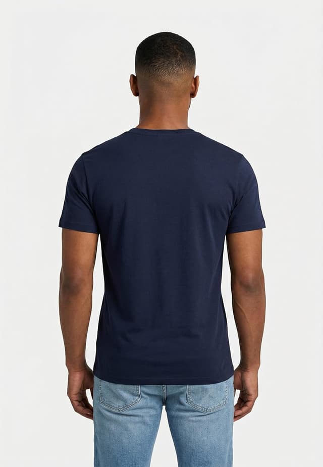 Detalle 2 de Calvin Klein camiseta SS Classic Monogram tee LV04RD254G para hombre, cuello redondo de manga corta en azul marítimo (talla L)