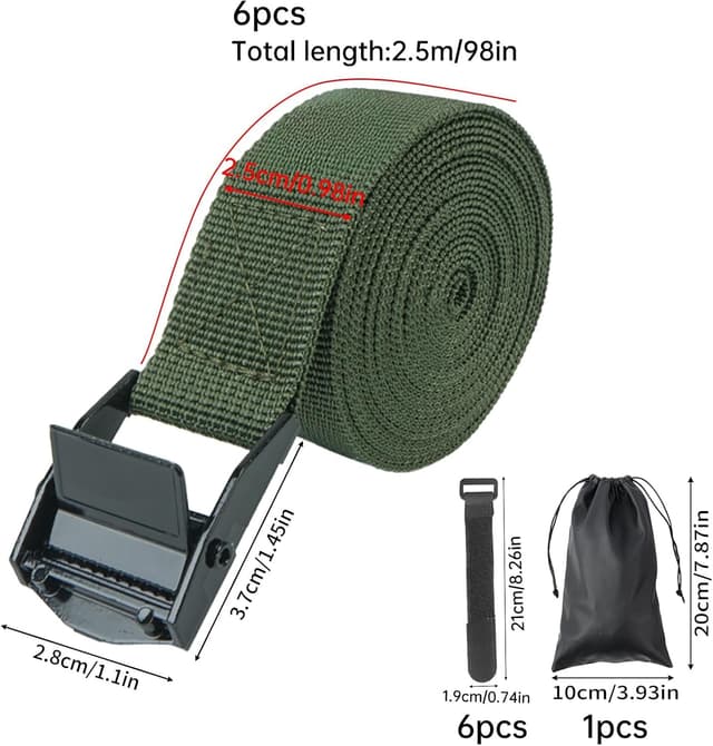 Thumbnail 1 de VirtuGro 6 Pack Ratchet Tie Down Straps 2.5m