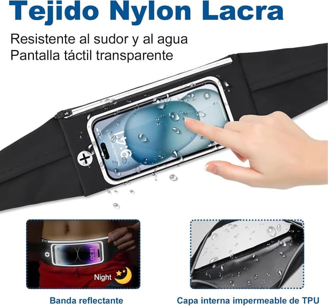 Detalle 2 de Riñonera Running Cinturón para Correr 3 Bolsillos