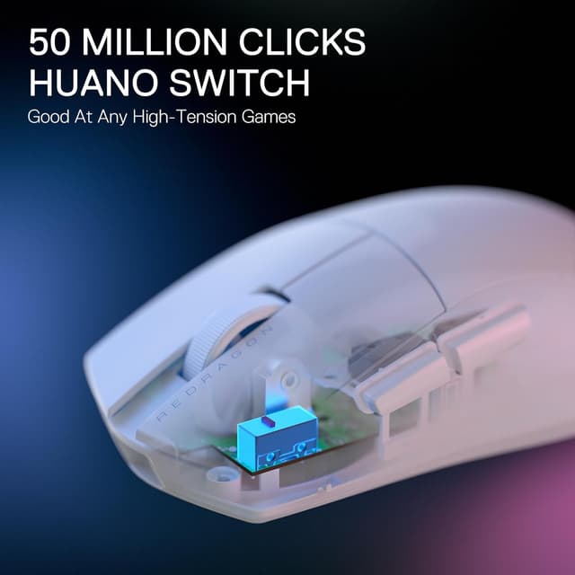 Detalle de Redragon M916 PRO Wireless Gaming-Maus mit 3-Modus-Verbindung, 49 g und 26K DPI