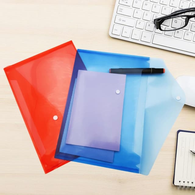 Detalle 2 de ojussa A4 Plastic Wallets 7PCS waterproof folders with button storage (transparent, assorted colours)