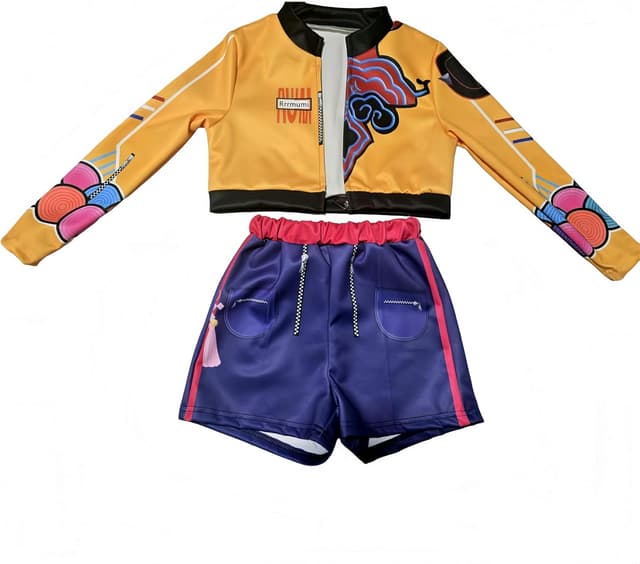 Detalle 2 de Tangsenyu Rumi 3-Piece Kids Girls Pop Singer Costume Set (Zipper Jacket, Shirt & Shorts)
