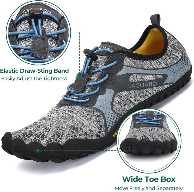 Detalle de SAGUARO Barfußschuhe für Herren und Damen – atmungsaktiv, rutschfest, breite Zehenbox & Zero-Drop Sohle (Gr. 35–48)