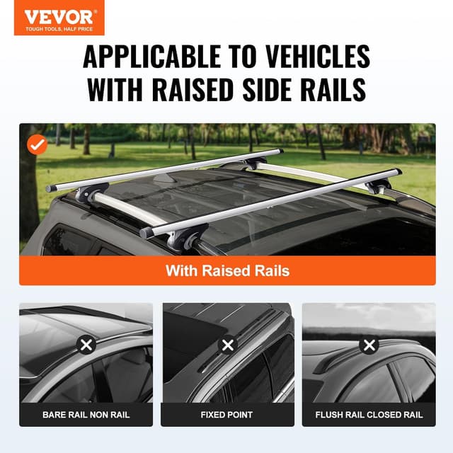 Detalle de VEVOR Universal Dachträger-Querträger aus Aluminium bis 90 kg – passend bei Seitenholmen mit Lücke