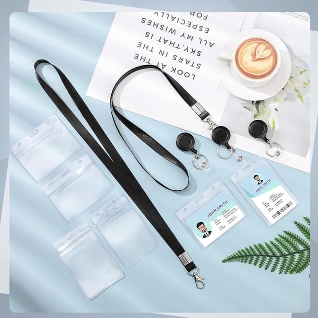 Detalle 2 de Ausweishülle mit Band Set 6er Pack 45 cm Lanyard 🎫