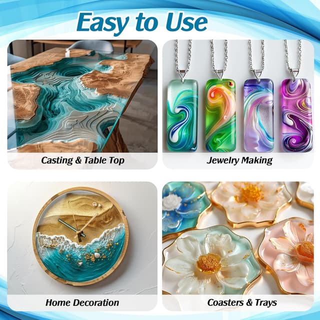 Detalle 2 de FansArriche Epoxidharz-Set 1000 ml (klar, zum Gießen) mit Härter, Farbpäckchen & Zubehör