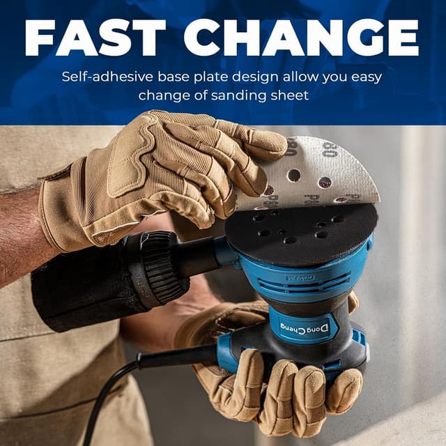 Thumbnail 6 de Dong Cheng 125mm Random Orbital Sander, 300W, 12,000 RPM (with 10 sandpapers & dust bag) for DIY and woodworking