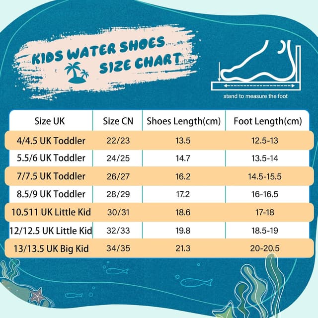 Detalle de Kids Water Shoes for Toddlers & Children – Quick Dry Non-Slip Aqua Socks (92% Polyester / 8% Spandex)