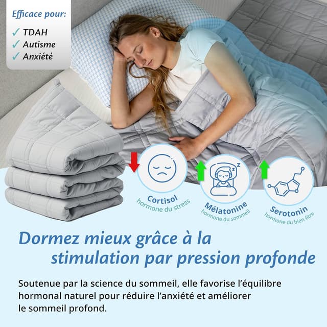 Detalle de Ella Couverture Lestée Adulte 150x200 cm 7 kg à 7 couches – couverture pondérée apaisante