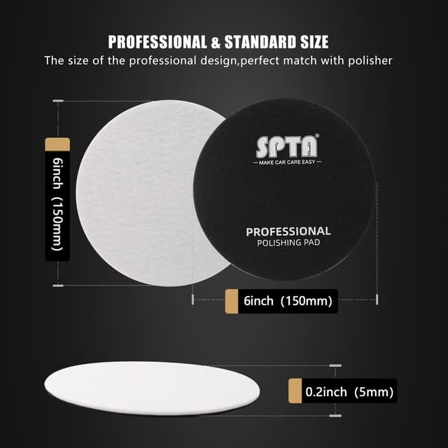 Detalle 2 de SPTA 5 Pc 6" (150mm) Car Glass Polishing Discs Microfiber Buffing Pad Kit for Scratch & Water Spot Removal