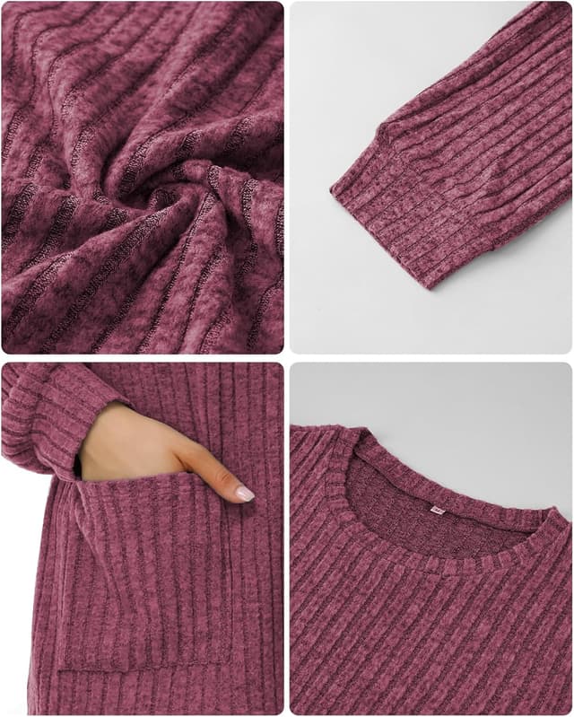 Detalle de Tanmolo Damen leichter Pullover im Tunika-Look mit Rundhals und Taschen