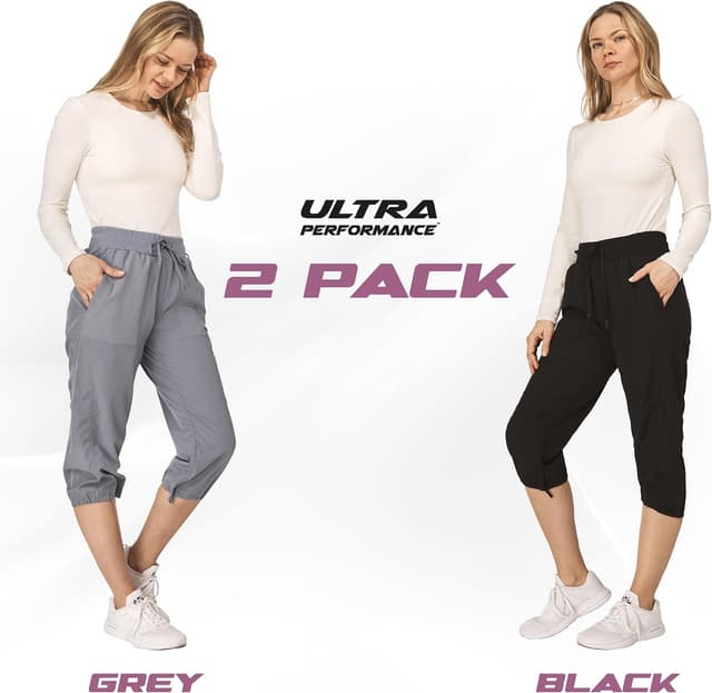 Detalle 2 de Ultra Performance Women’s Ultra Performance Capri Pants (2-Pack) with Cargo Pockets, Stretch & Moisture-Wicking (Plus Size Available)