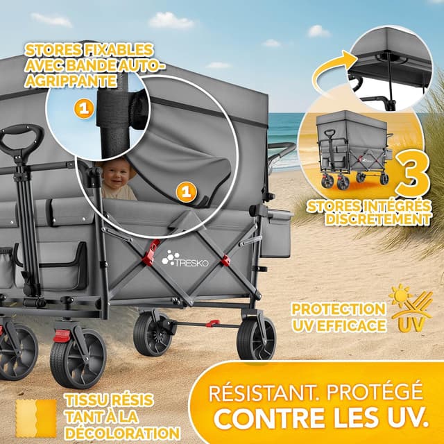 Thumbnail 3 de TRESKO Chariot de courses pliable 150 kg 🛒