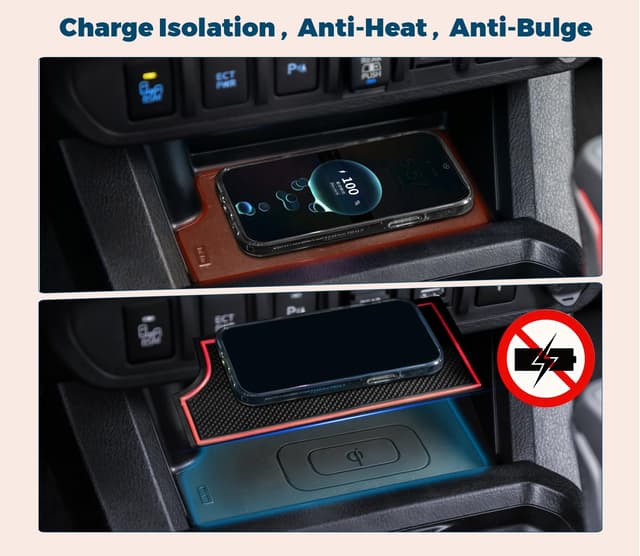 Detalle de GZSH Hidden Front Center Console Cover for Toyota Tacoma (2016–2023, 3rd Gen) — ABS Privacy Lid with Isolation Wireless Charging