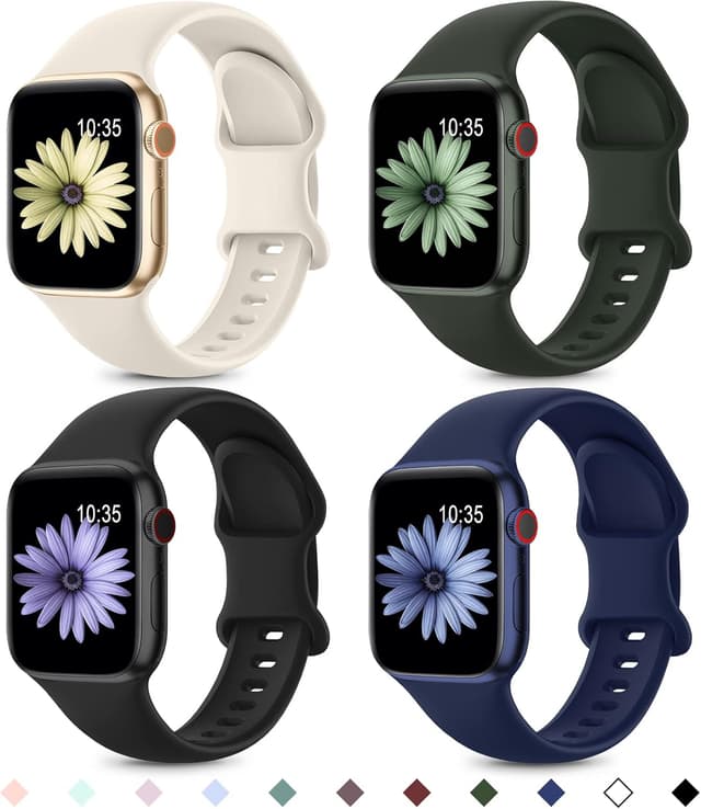 Thumbnail 6 de Higgs 4 Pack Sport Straps for Apple Watch (11/10, 42mm/40mm/41mm/38mm) – Soft Silicone Replacement Bands