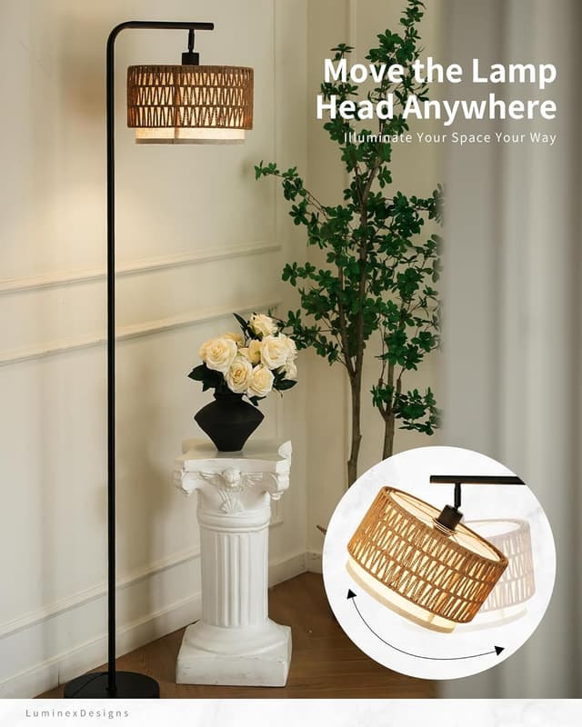 Thumbnail 3 de Lampadaire Rotin Style Bohème 175 cm