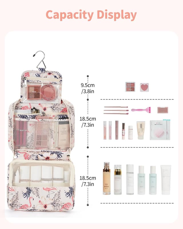 Detalle 2 de Kulturtasche Damen Groß zum Aufhängen – Kulturtasche aus gepolstertem, wasserfestem Material (Waschtasche 1)