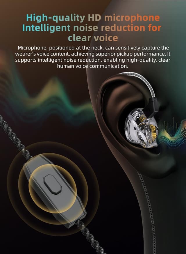 Detalle 2 de EZ EAR CCZ DC01 PRO HiFi-In-Ear-Monitor Kopfhörer (lila) – kabelgebundene Gaming-InEars mit 0-Latenz-Kabel