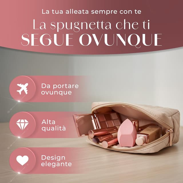 Detalle de Spugnette Trucco Make Up Professionali beauty blender senza lattice per fondotinta liquido, crema e polvere