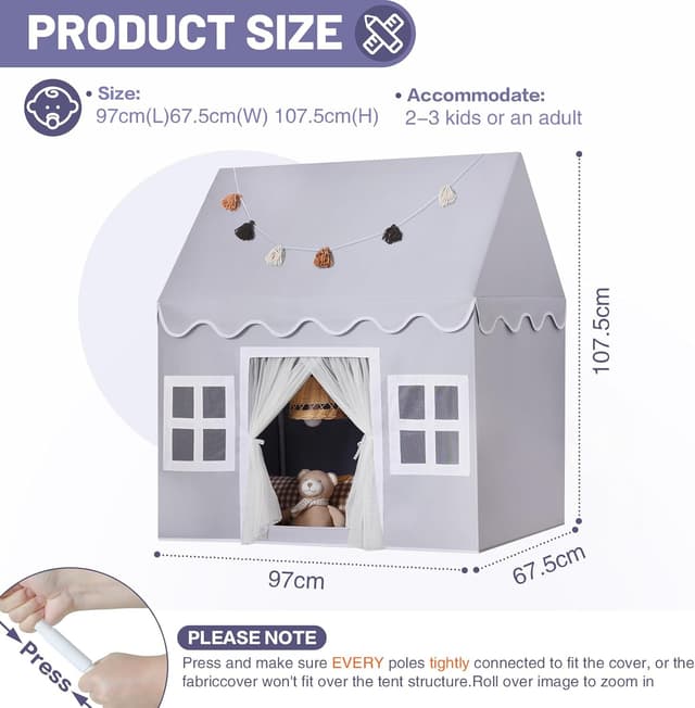 Thumbnail 1 de Wilwolfer Tienda de campaña infantil Tipi para interiores y exteriores