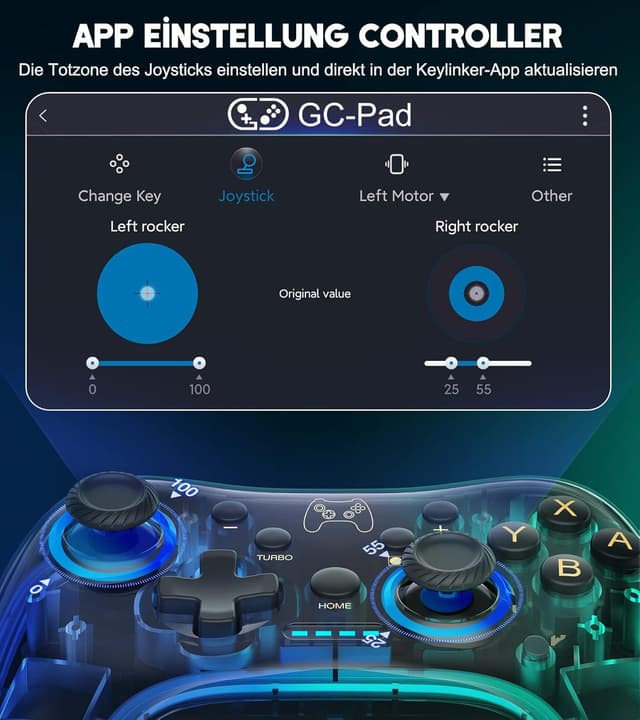 Detalle de Wireless Switch Controller für Switch/Lite/OLED mit Dual-Motor-Vibration, RGB und Turbo