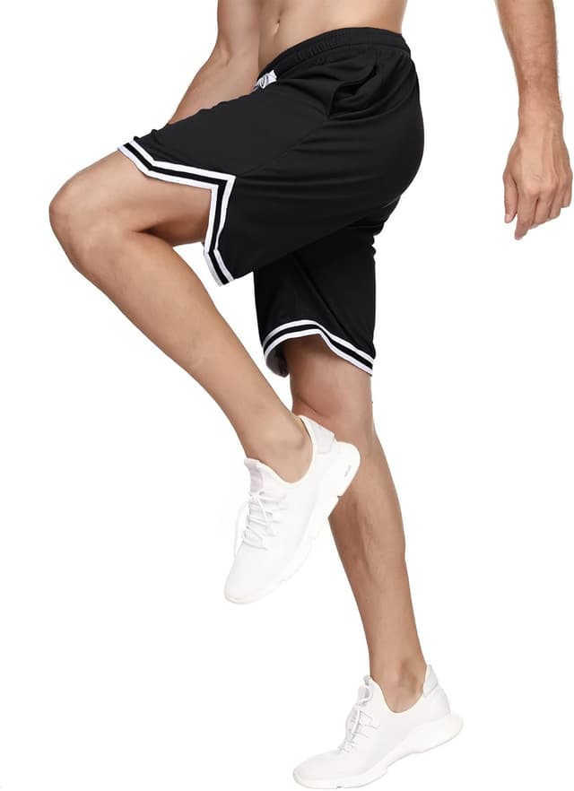 Detalle de Litherday Herren-Sportshorts Shorts mit Streifen, atmungsaktiv & elastischer Bund