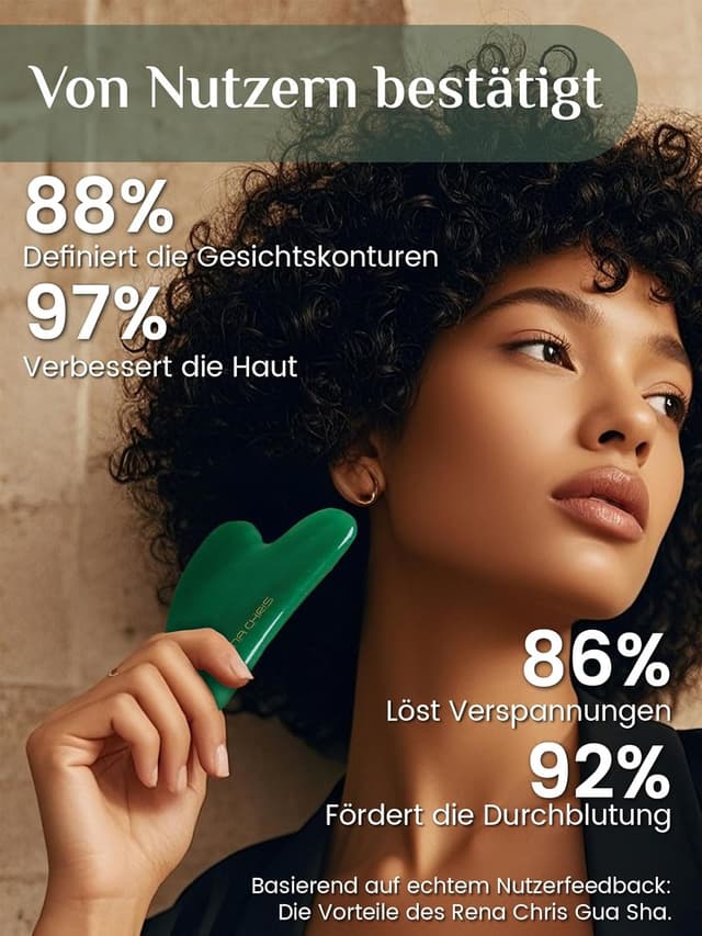 Detalle 2 de Rena Chris Gua Sha Stein aus grünem Aventurin – 100% natürlicher Gua Sha für Gesicht, Augen & Körper