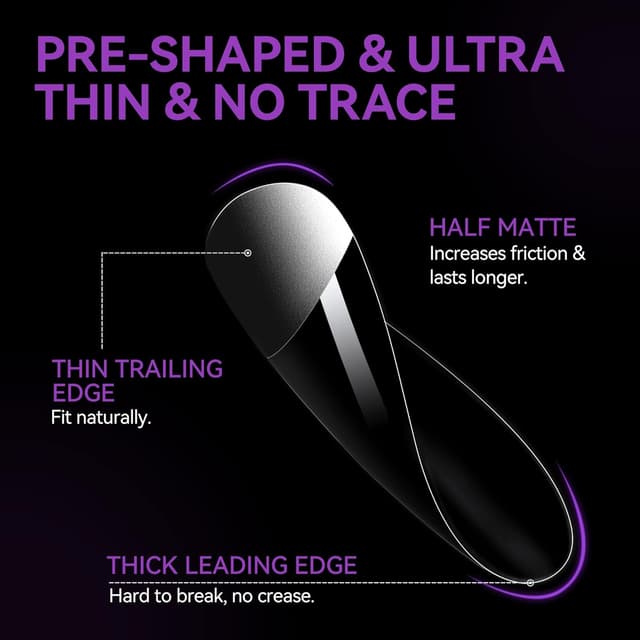 Detalle de Gelike ec Extra kurze Mandel-Nagelspitzen (552 Stück) – Soft Gel Full Cover Tips für Gel- & Press-on Nägel