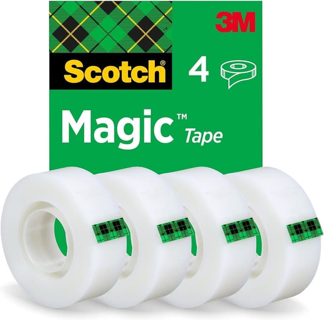 Detalle de Scotch Magic nastro adesivo scrivibile trasparente opaco 4 rotoli 19 mm x 33 m con tecnologia adesiva 3M