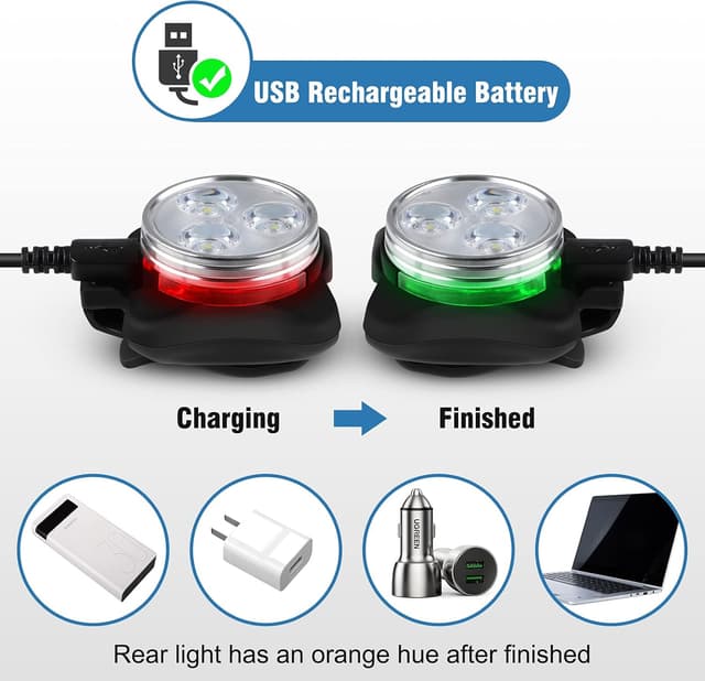 Thumbnail 3 de Ascher USB Rechargeable Bike Light Set 650mAh