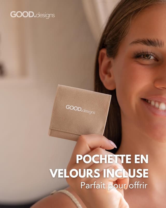 Detalle 2 de GD GOOD.designs EST. 2015 Anneau antistress en pierres naturelles avec perle S925 dorée – bague élastique femme taille 54-60