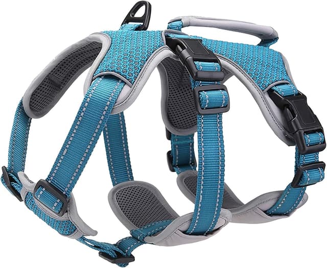 Detalle de BELPRO Multi-Use Support Dog Harness (Escape Proof) with Reflective Straps, Adjustable Vest Handle – Blue, XL