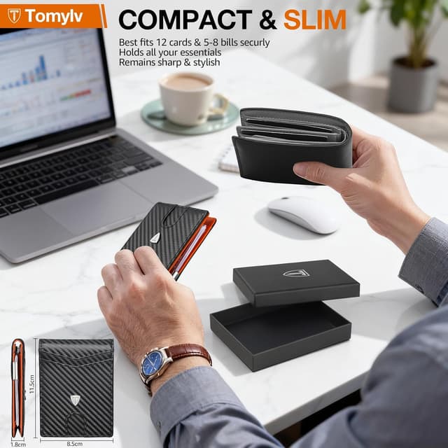 Detalle de Tomylv Wallet RFID blocking card wallet