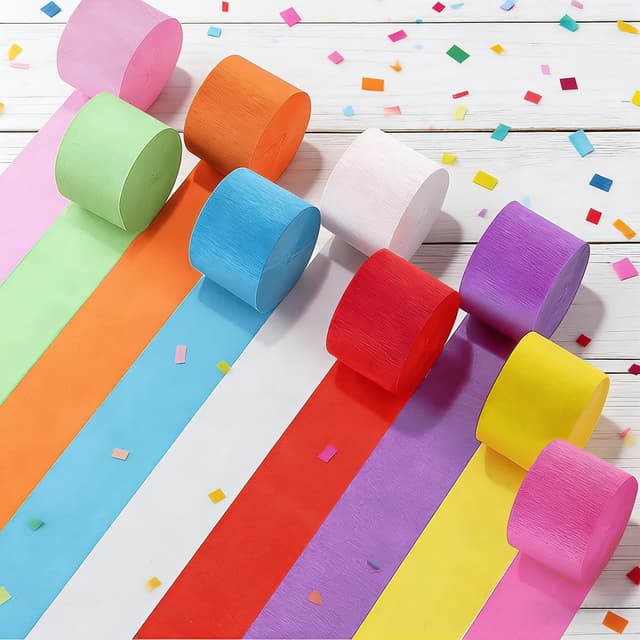 Detalle 2 de Buntes Krepppapier SUNBEAUTY Regenbogen 9 Rollen