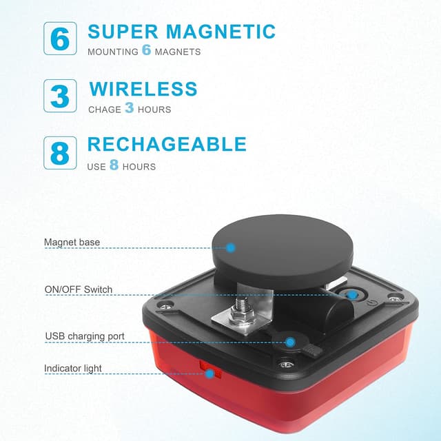 Thumbnail 2 de Agrieyes Red Electric Light 8h Emergency Strobe 🚨