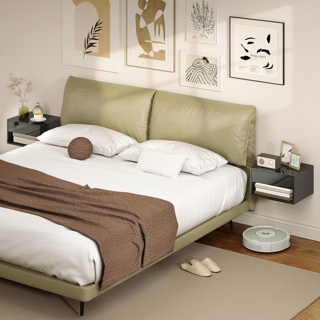 Thumbnail 6 de HOMCOM Lot de 2 Tables de Chevet murales Noires