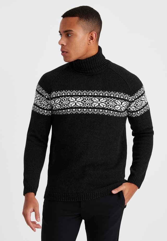 Thumbnail 4 de Leif Nelson dolcevita da uomo a maglia norvegese con motivo invernale