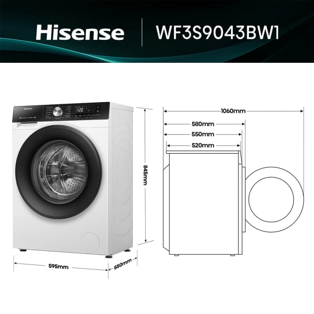 Detalle 2 de Hisense WF3S9043BW1 lavadora 9 kg