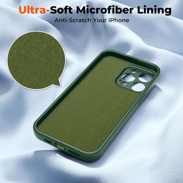 Detalle de SUPFINE Designed for iPhone 15 Pro Max Liquid Silicone Case (Acacia Green)