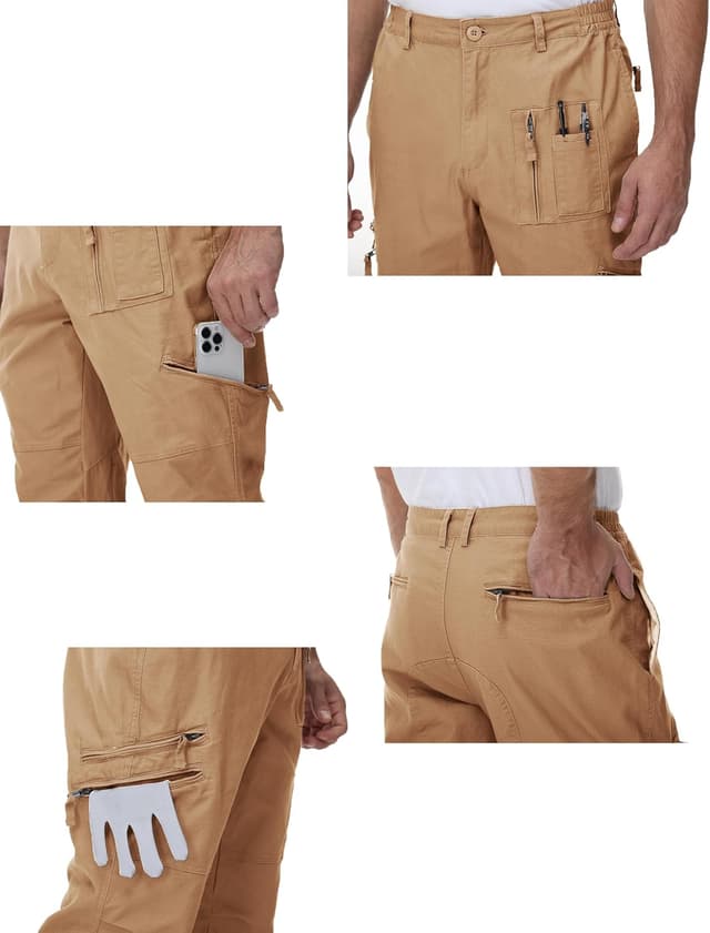 Detalle de MAGCOMSEN Cargohose Herren aus Baumwolle mit Spandex-Anteil – Outdoor-Cargo mit mehreren Taschen