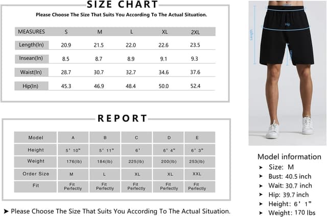 Thumbnail 6 de THE GYM PEOPLE pantaloncini da uomo in jersey di cotone con tasche profonde, vestibilità lunga (Grigio, S)