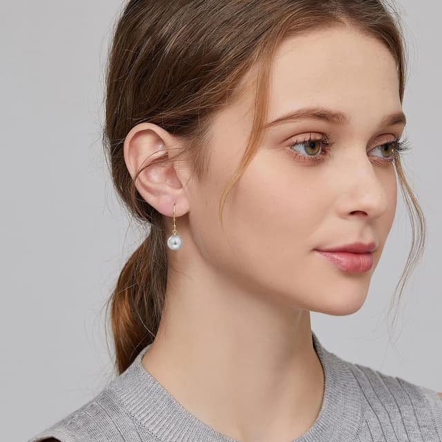 Detalle de jiamiaoi Perlenohrringe aus 925 Sterling Silber mit hängenden Perlen (8–10 mm)