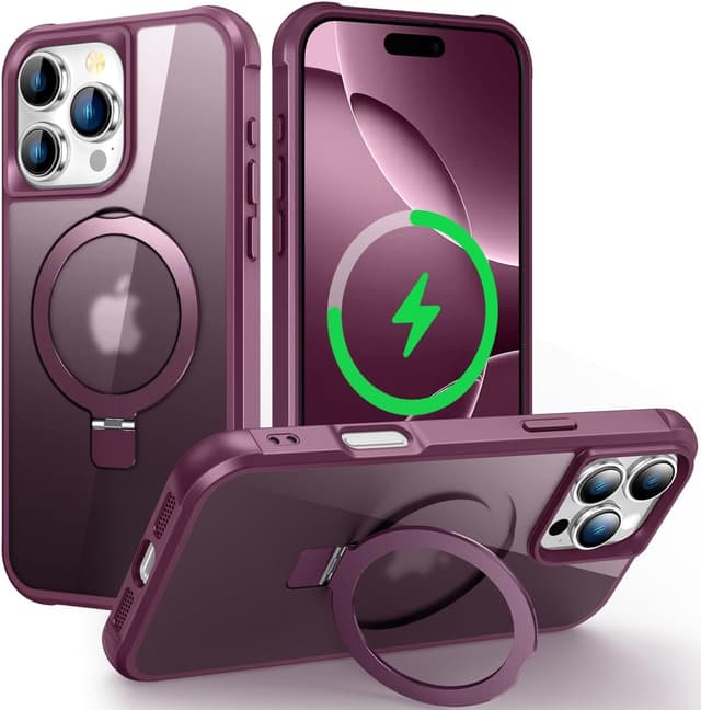 Imagen de CHAOFEnG Magnetic Compatible with iPhone 16 Pro Case with Stand (Military Drop Tested) Ring Stand, Wine Red en OfertitasTOP