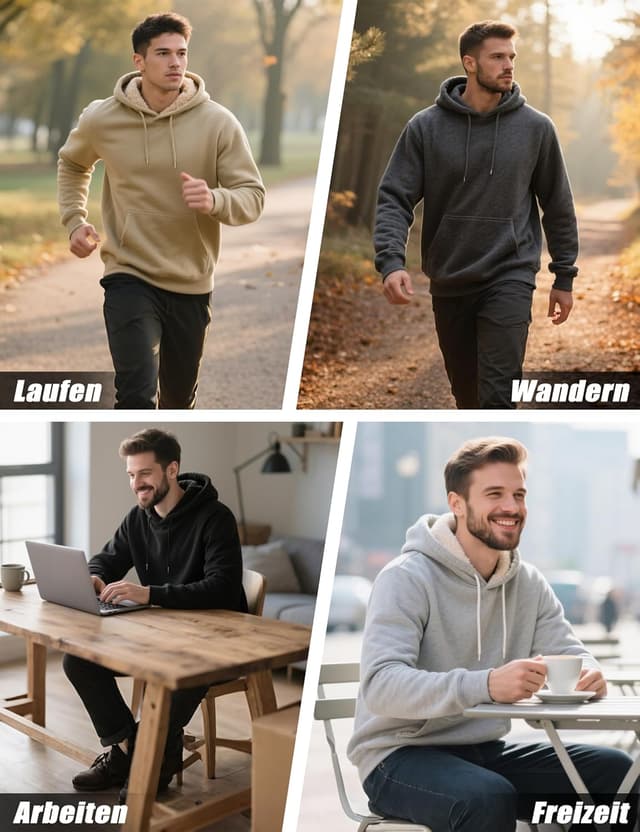 Detalle 2 de TACVASEN Herren Hoodie Sherpa Gefüttert