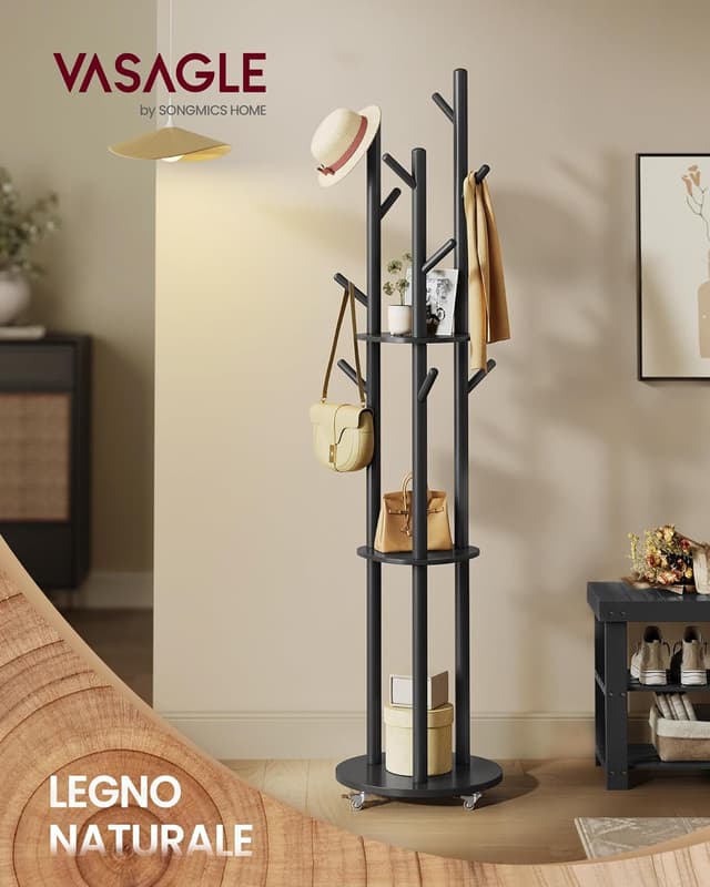 Detalle de Attaccapanni VASAGLE da terra RCR023B01 con 11 ganci