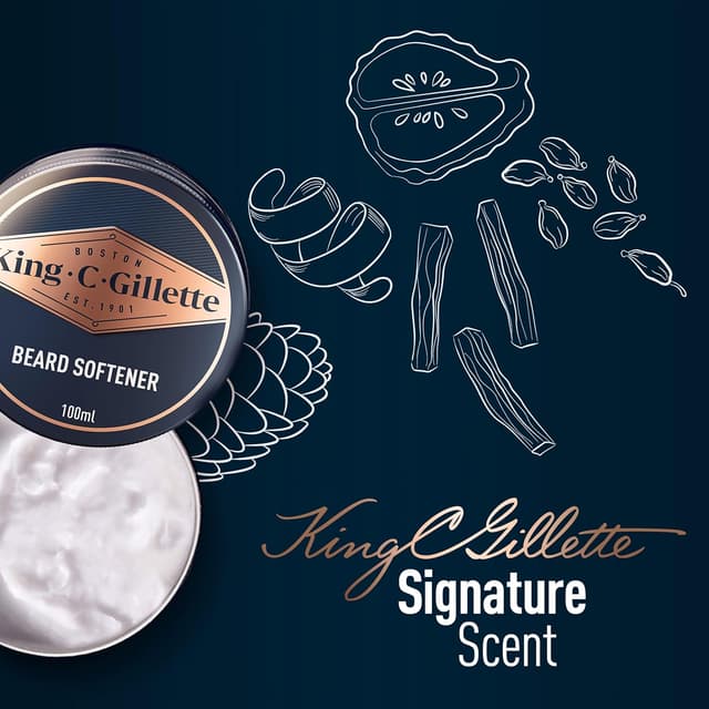 Detalle de King C. Gillette Men’s Beard Softener (100ml) – lightweight beard conditioning with signature scent